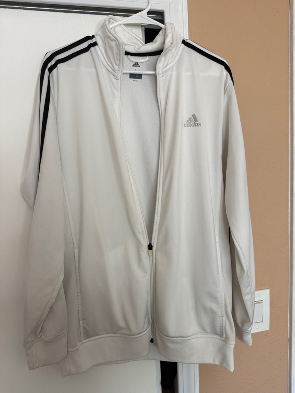 adidas White Jacket with Black Shoulder Stripes